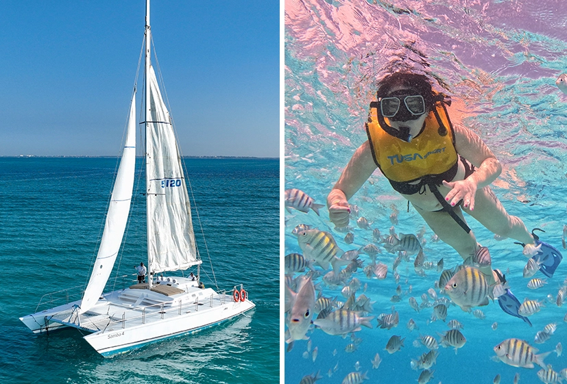Luxury Catamaran Tour Reef Snorkeling and Exclusive Visit to Isla Mujeres